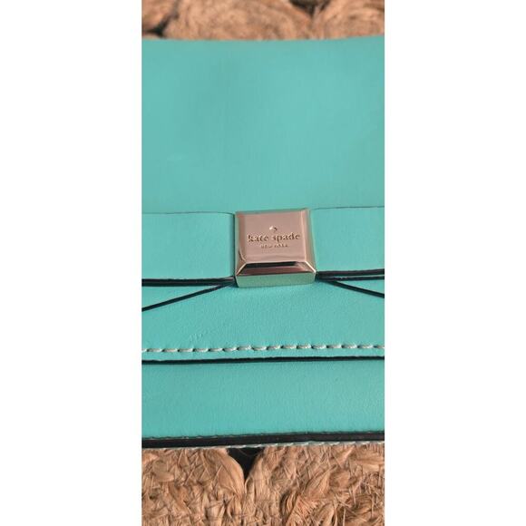 Kate Spade Aqua Bow Clutch Pre-Loved Turquoise Blue - Picture 3 of 11